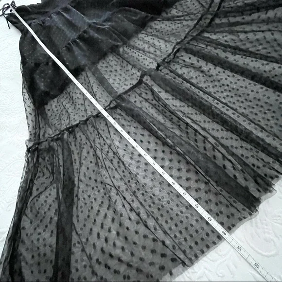 NWOT Lulus Romantic Spot Black Polka Dot Mesh Tiered Midi Dress - Picture 8 of 8